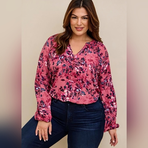 TORRID, NWT, Georgette Puff Sleeve, Peasant Blouse, Size 5X - Picture 3 of 15